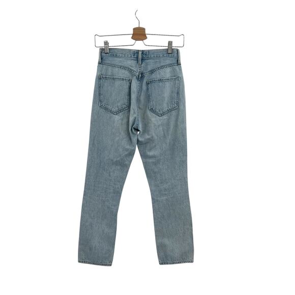 Agolde Riley High Rise Straight Crop Jeans Denim Shatter Wash‎ Blue Size 24 - Picture 7 of 12